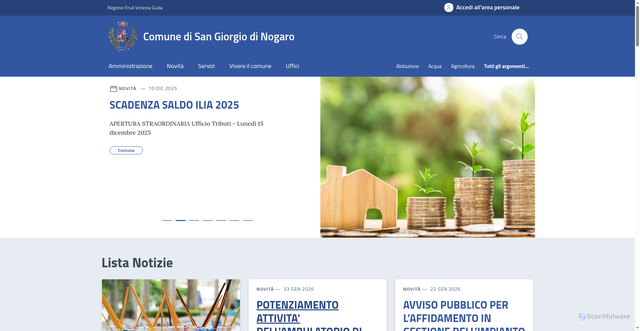 Security scan screenshot of https://www.comune.sangiorgiodinogaro.ud.it/