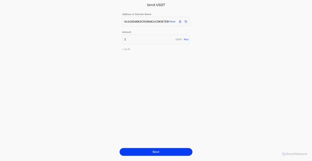 Security scan screenshot of http://www.sendusdtbsc.vercel.app/