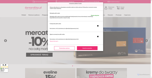 Security scan screenshot of https://darmarsklep.pl