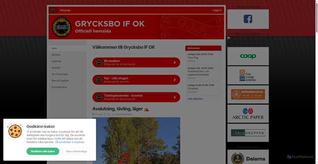 Security scan screenshot of https://grycksboifok.se