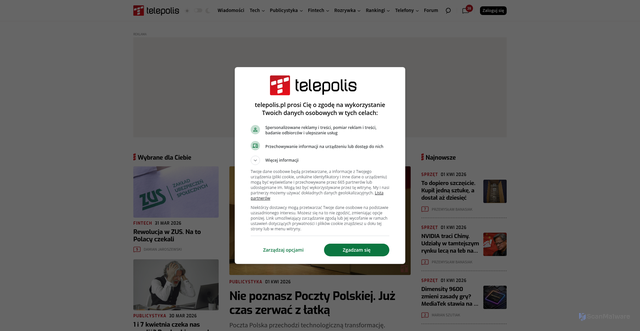 Security scan screenshot of https://www.telepolis.pl