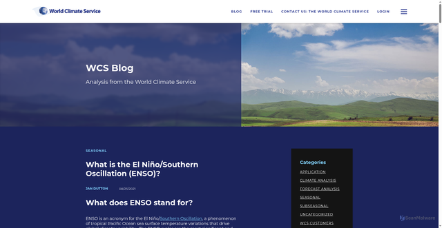 Security scan screenshot of https://www.worldclimateservice.com/2021/08/25/what-is-el-nino/