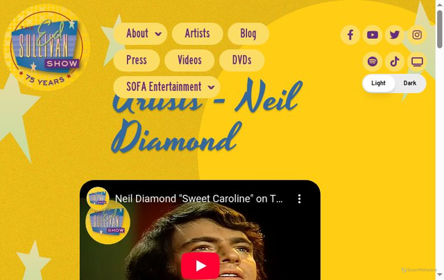 Security scan screenshot of https://www.edsullivan.com/artists/neil-diamond/