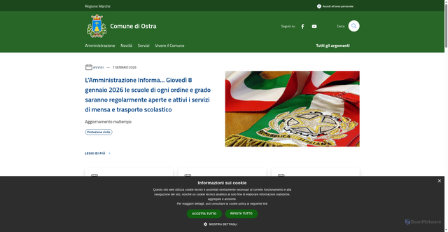 Security scan screenshot of https://www.comune.ostra.an.it/it