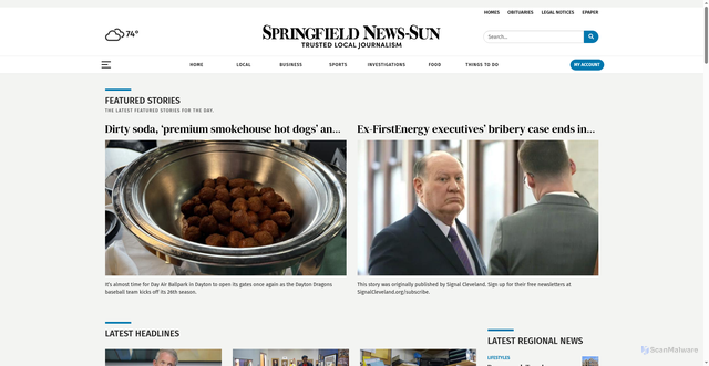 Security scan screenshot of https://springfieldnewssun.com