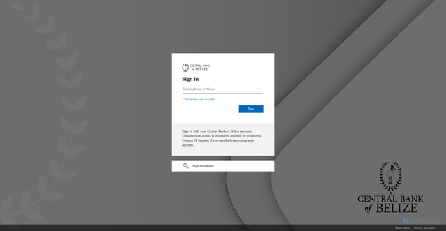 Security scan screenshot of https://centralbankbz.sharepoint.com