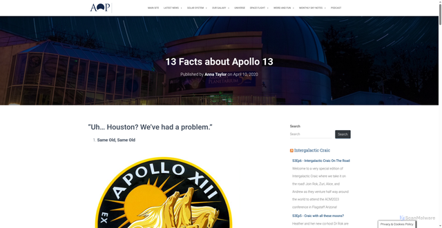 Security scan screenshot of https://armaghplanet.com/13-facts-about-apollo-13.html