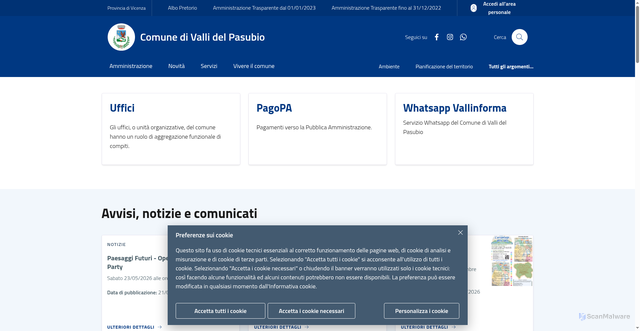 Security scan screenshot of https://www.comune.vallidelpasubio.vi.it