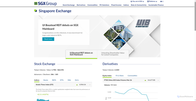 Security scan screenshot of https://sgx.com