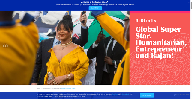 Security scan screenshot of https://www.visitbarbados.org/rihanna