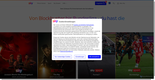 Security scan screenshot of https://www.sky.de