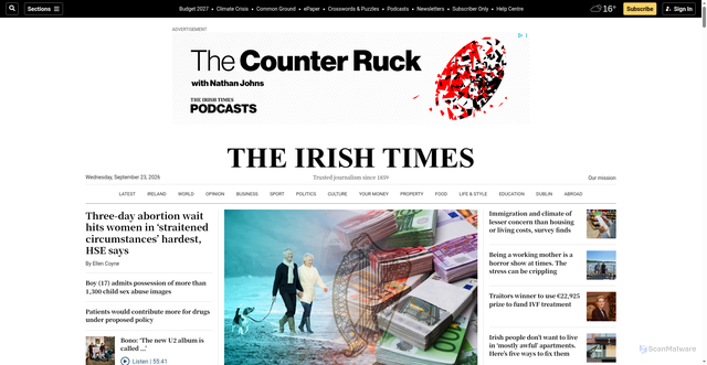 Security scan screenshot of https://irishtimes.com