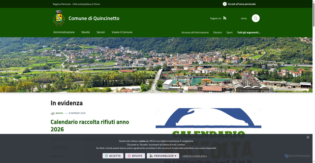 Security scan screenshot of https://www.comune.quincinetto.to.it/it-it/home