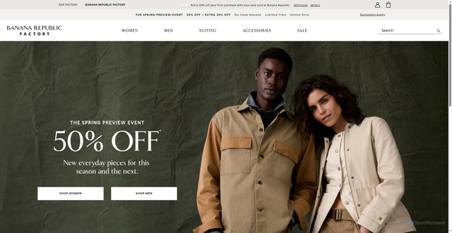 Security scan screenshot of https://bananarepublicfactory.gapfactory.com