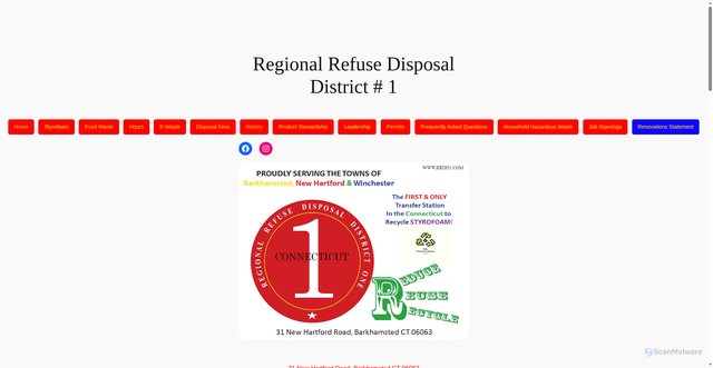 Security scan screenshot of https://regionalrefusedistrict1ct.gov/