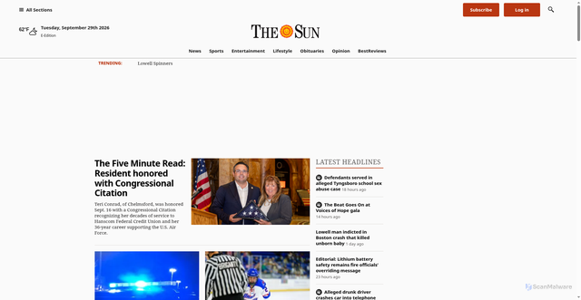 Security scan screenshot of https://www.lowellsun.com