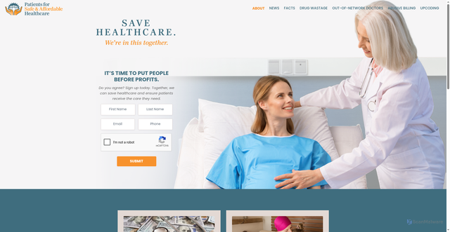 Security scan screenshot of https://safeaffordablehealthcare.org
