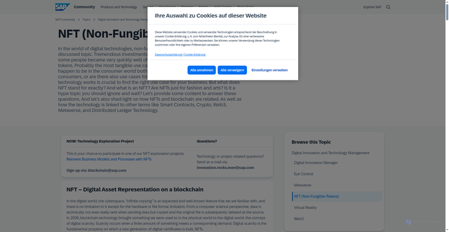 Security scan screenshot of https://pages.community.sap.com/topics/digital-innovation/non-fungible-token-nft