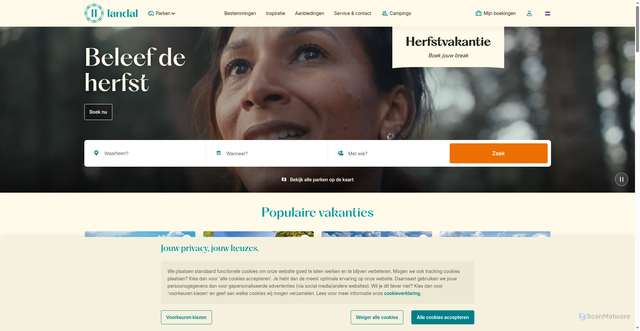 Security scan screenshot of https://www.landal.nl