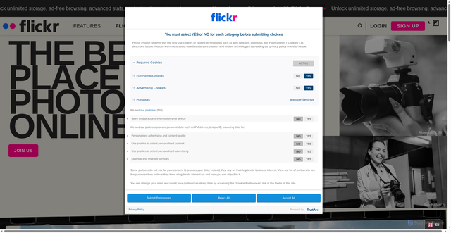 Security scan screenshot of https://flickr.com