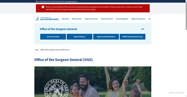 Security scan screenshot of https://www.hhs.gov/surgeongeneral/index.html