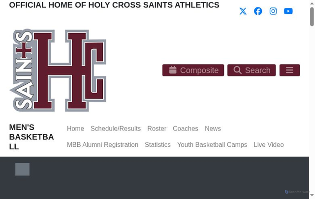 Security scan screenshot of https://www.hcsaints.com/sports/mbkb/index