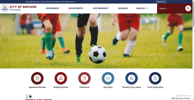 Security scan screenshot of https://cityofdavisonmi.gov/