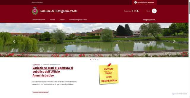 Security scan screenshot of https://www.comune.buttigliera.at.it/