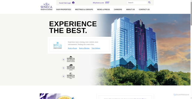Security scan screenshot of https://senecacasinos.com