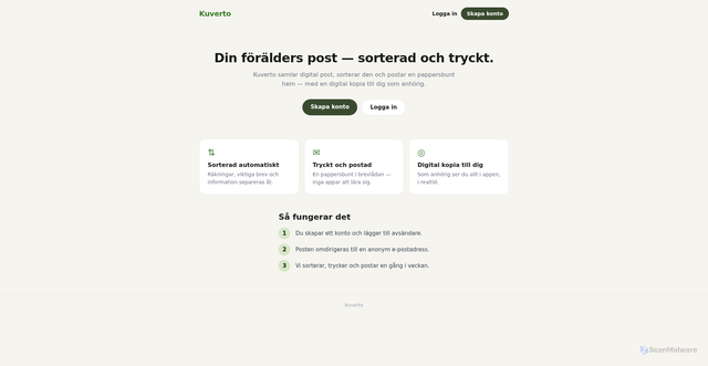 Security scan screenshot of https://kuverto.se
