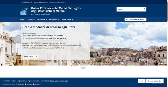 Security scan screenshot of https://www.omceomatera.it/