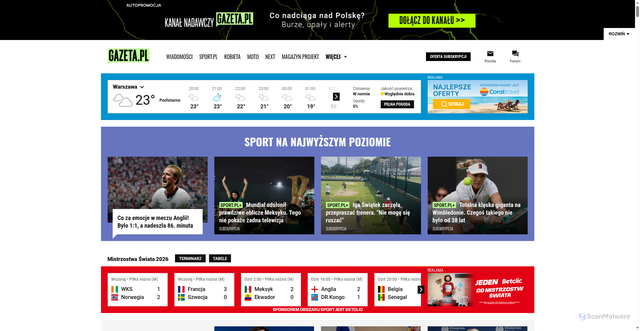 Security scan screenshot of https://www.gazeta.pl