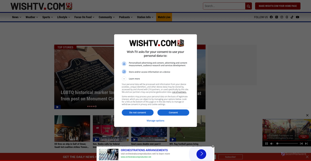 Security scan screenshot of https://www.wishtv.com