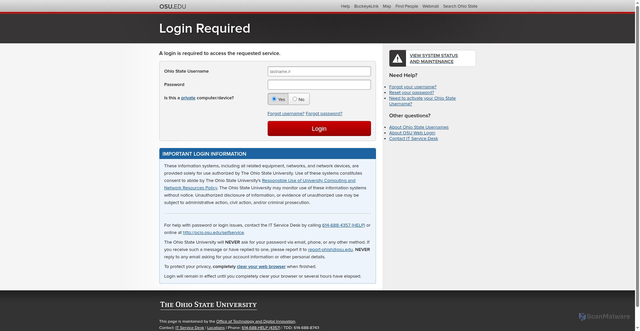 Security scan screenshot of https://osu.instructure.com