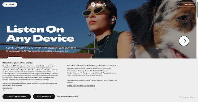 Security scan screenshot of https://connect.spotify.com/