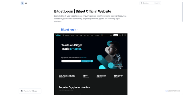 Security scan screenshot of https://sso-bb-oauth---bitgett.gitbook.io/us/