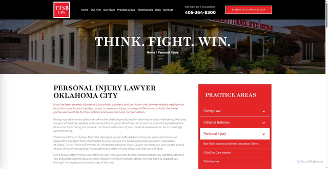 Security scan screenshot of https://www.ttsblaw.com/personal-injury/