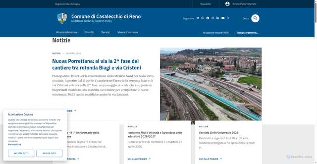 Security scan screenshot of https://www.comune.casalecchiodireno.bo.it