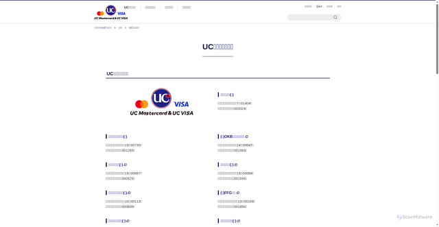 Security scan screenshot of https://www2.uccard.co.jp/uc/profile/profile/index.html#GROUP