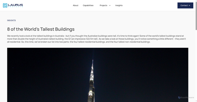 Security scan screenshot of https://www.laurusprojects.com.au/insights/8-of-the-worlds-tallest-buildings