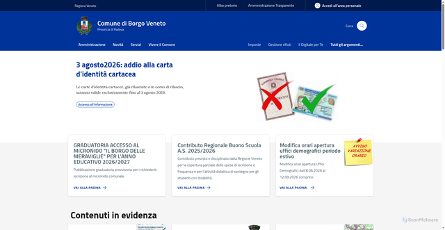 Security scan screenshot of http://www.comune.borgoveneto.pd.it/
