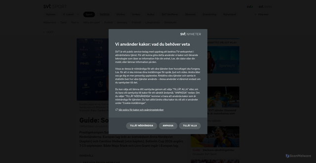 Security scan screenshot of https://www.svt.se/sport/golf/guide-solheim-cup-2026?utm_source=newsletter&utm_medium=email&utm_campaign=Tournytt_v36_2026&dt_id=fcd58f97-538d-4232-8bec-ce92f0c0cceb