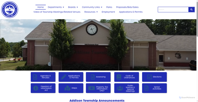 Security scan screenshot of https://addisontownshipmi.gov/