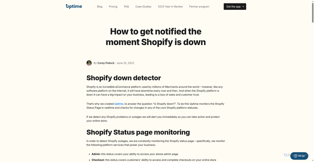 Security scan screenshot of https://www.getuptime.co/blog/is-shopify-down