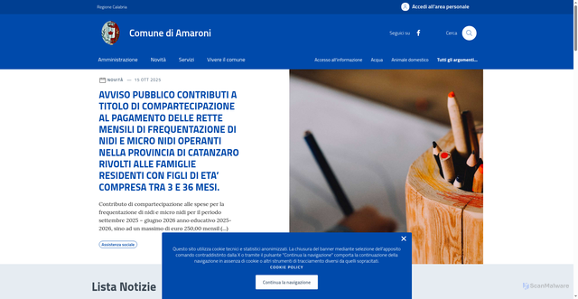 Security scan screenshot of https://www.comunediamaroni.it/