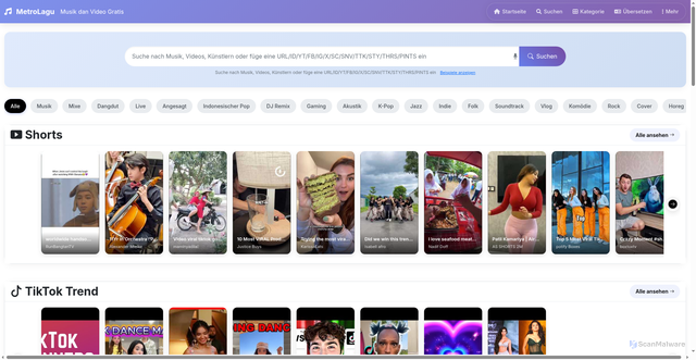 Security scan screenshot of https://metrolagu.ru