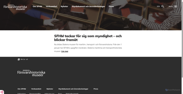 Security scan screenshot of https://www.sfhm.se