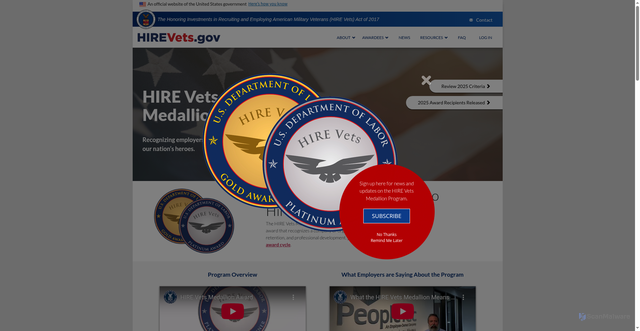 Security scan screenshot of https://www.hirevets.gov/