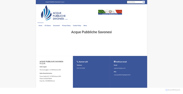 Security scan screenshot of https://www.aps.sv.it