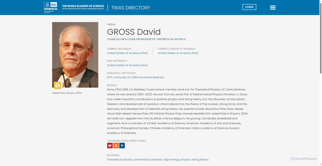 Security scan screenshot of https://twas.org/directory/gross-david